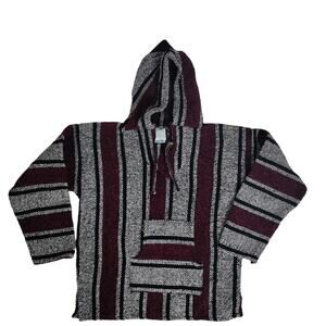 La Malinche Capuucha Mexican Baja Hooded Sweater Poncho Size Small - *Runs Small